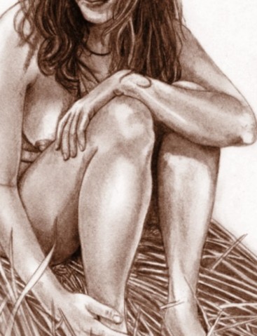 nude drawing, self-portrait